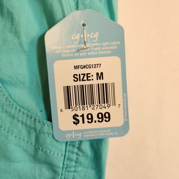 Cg.l.cg Womens Shorts Sz Medium Aqua Blue Green Comfort Waist 5" Inseam Pockets - Picture 10 of 16